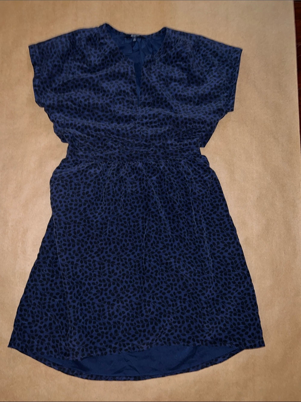 Madewell Navy Blue Printed Silk Mini Dress